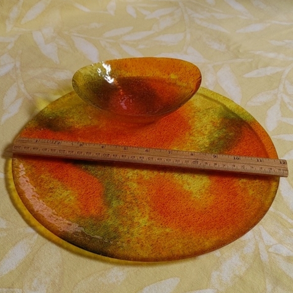 60s Autumn Colors Chip & Dip Resin Duo Bowl & Plate - Picture 10 of 10